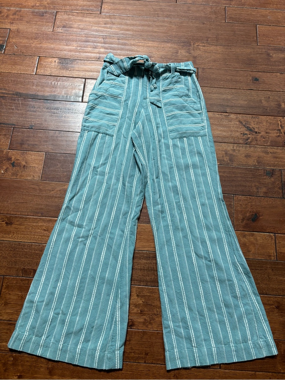 O’Neill Striped Wide Leg Tie-Waist Pants - Seafoam Green